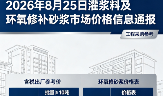 安岳2026年8月25日灌浆料及环氧修补砂浆市场价格信息通报
